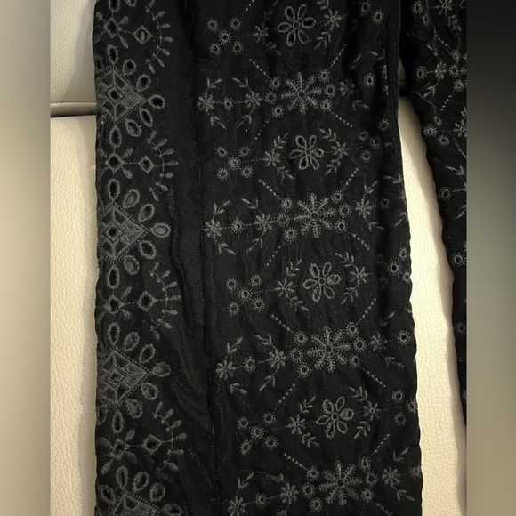 Zara Women’s Embroidered Eyelet Velvet Wide Leg High Rise Alina Pant - Size L - Picture 7 of 13